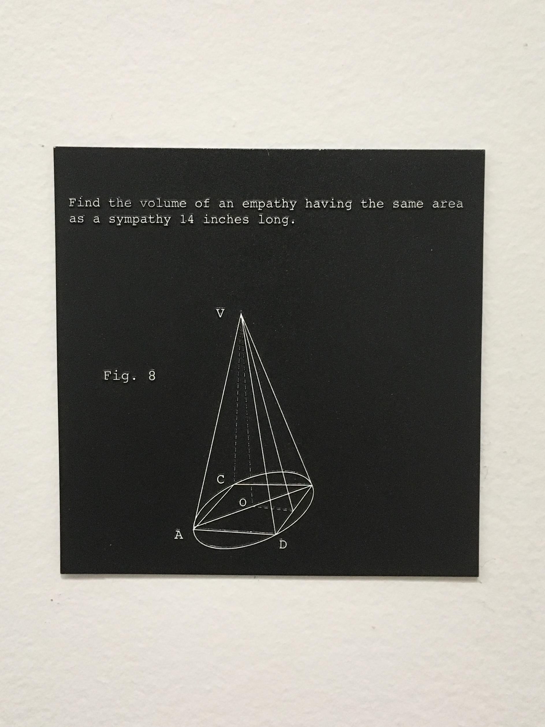 An interesting piece in the MOCA, the artist took mathematical equations to serve as a metaphor for ways to "solve" problems