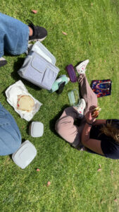 Stella and I having lunch on the feild